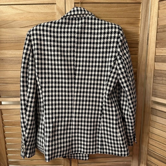 ZARA Houndstooth Tweed Blazer Jacket Size L - Picture 3 of 8